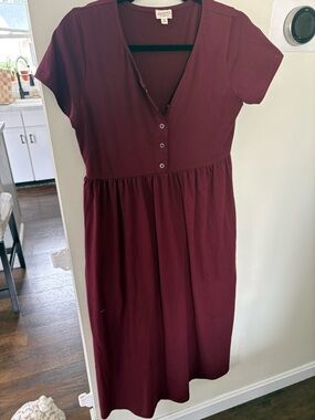 Adorned organics burgundy midi every day dress